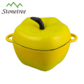 Nueva venta al por mayor de esmalte verde en forma de olla de hierro fundido calabaza Cocotte